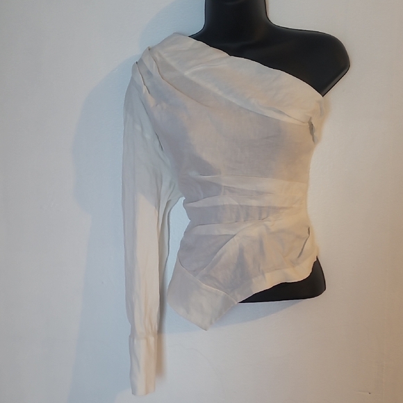 Zara Tops - Zara Cream Asymmetrical Fitted Blouse